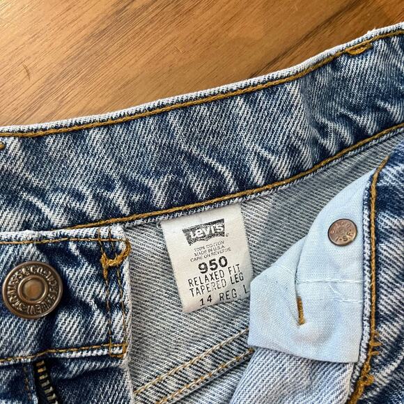 Levi’s Jeans Size 14 Long Orange Tab 950 Vintage 90s Relaxed Tapered 15951 - Picture 4 of 12